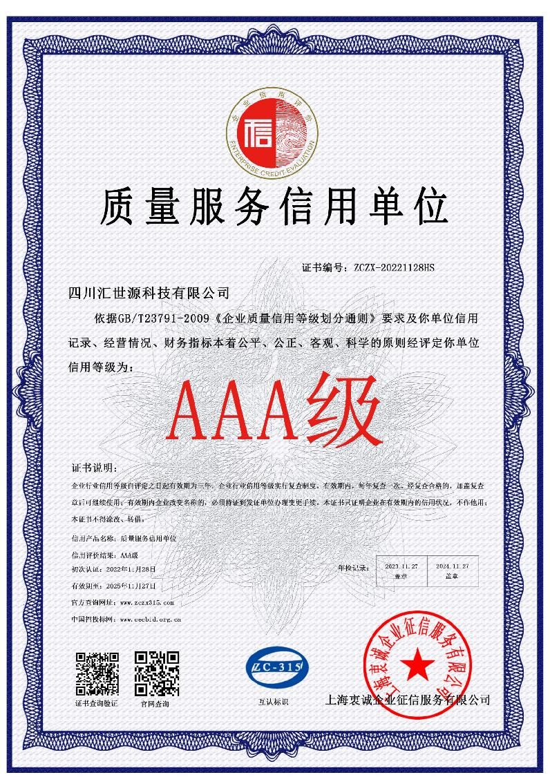 诚信经营示范单位